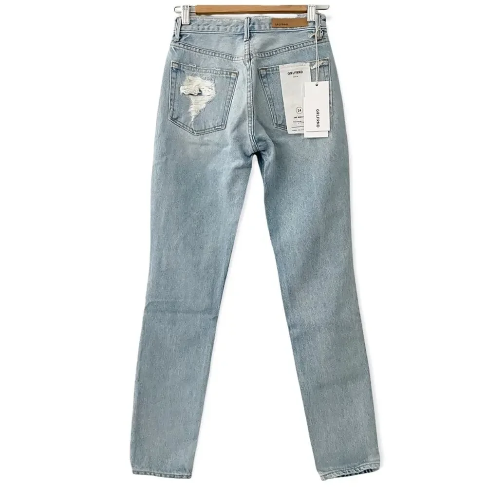 Grlfrnd Jeans Womens 24 Blue Karolina High Rise Distressed Boho Grunge 90s Y2K